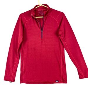 Patagonia Capilene Thermal Weight Pullover Mens Small Red 1/4 Zip Base Layer